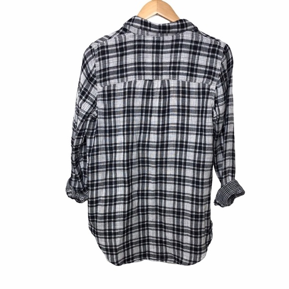 Madewell Ex-Boyfriend Shirt in Kemp Plaid Size Small White Black Style C9635 - Picture 5 of 9